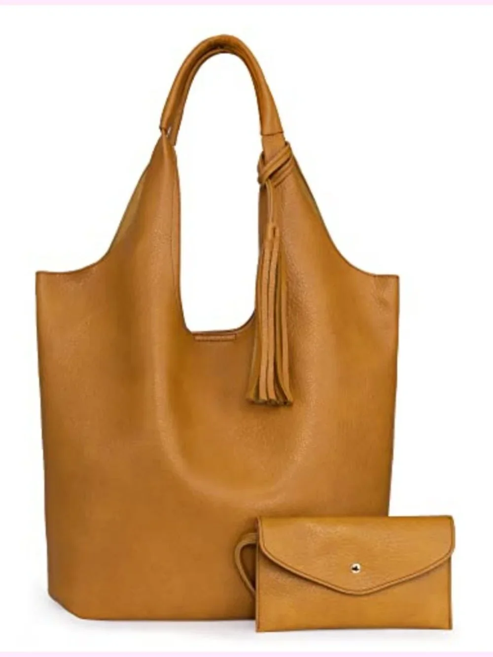 Slouchy Hobo Bag with Tassel Detailing and Matching Wallet
